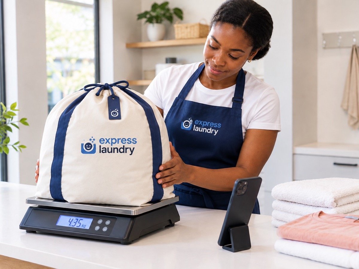 Laundry bag on the scale